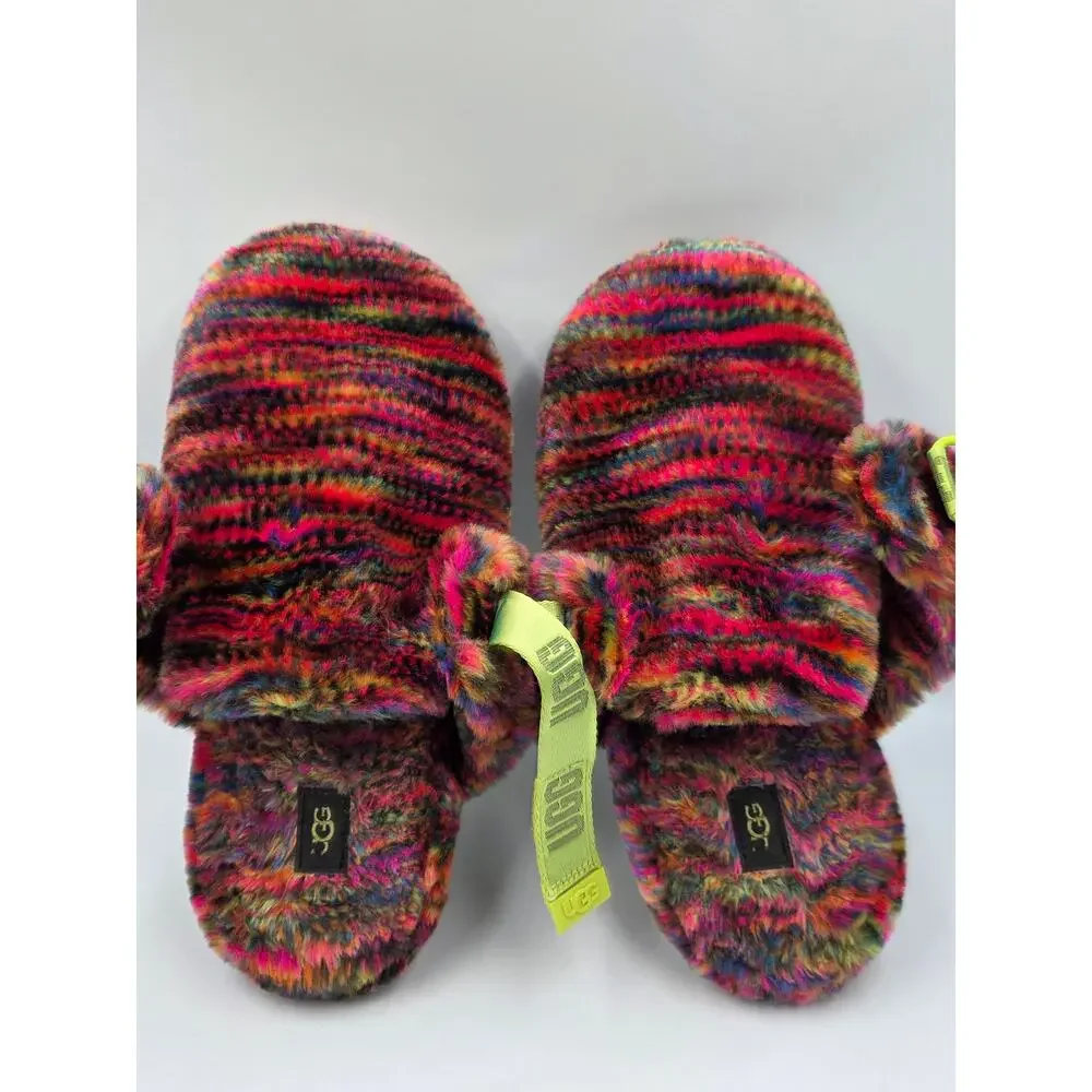 Mens 12 UGG Fluff It Pixelate Faux Shearling Slide/Slipper 1131550